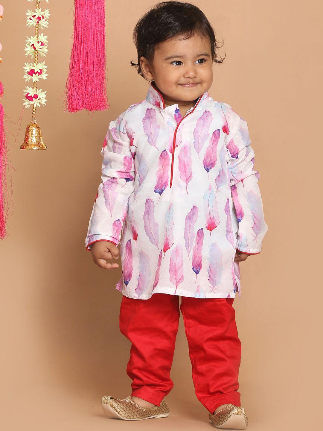 vastramay sishu boys infant white printed kurta with pyjama set
