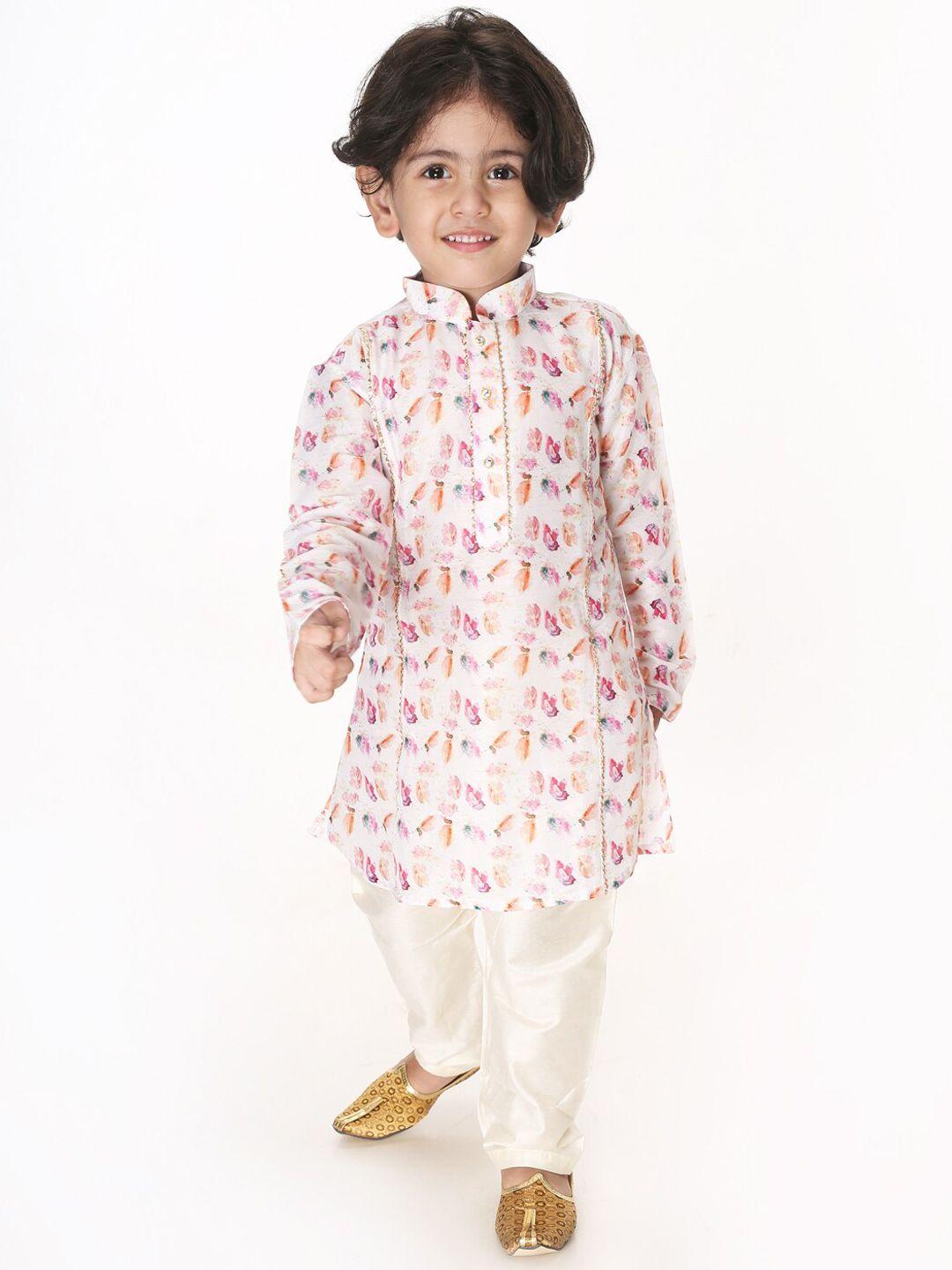 vastramay sishu boys multicoloured floral printed regular kurti with pyjamas