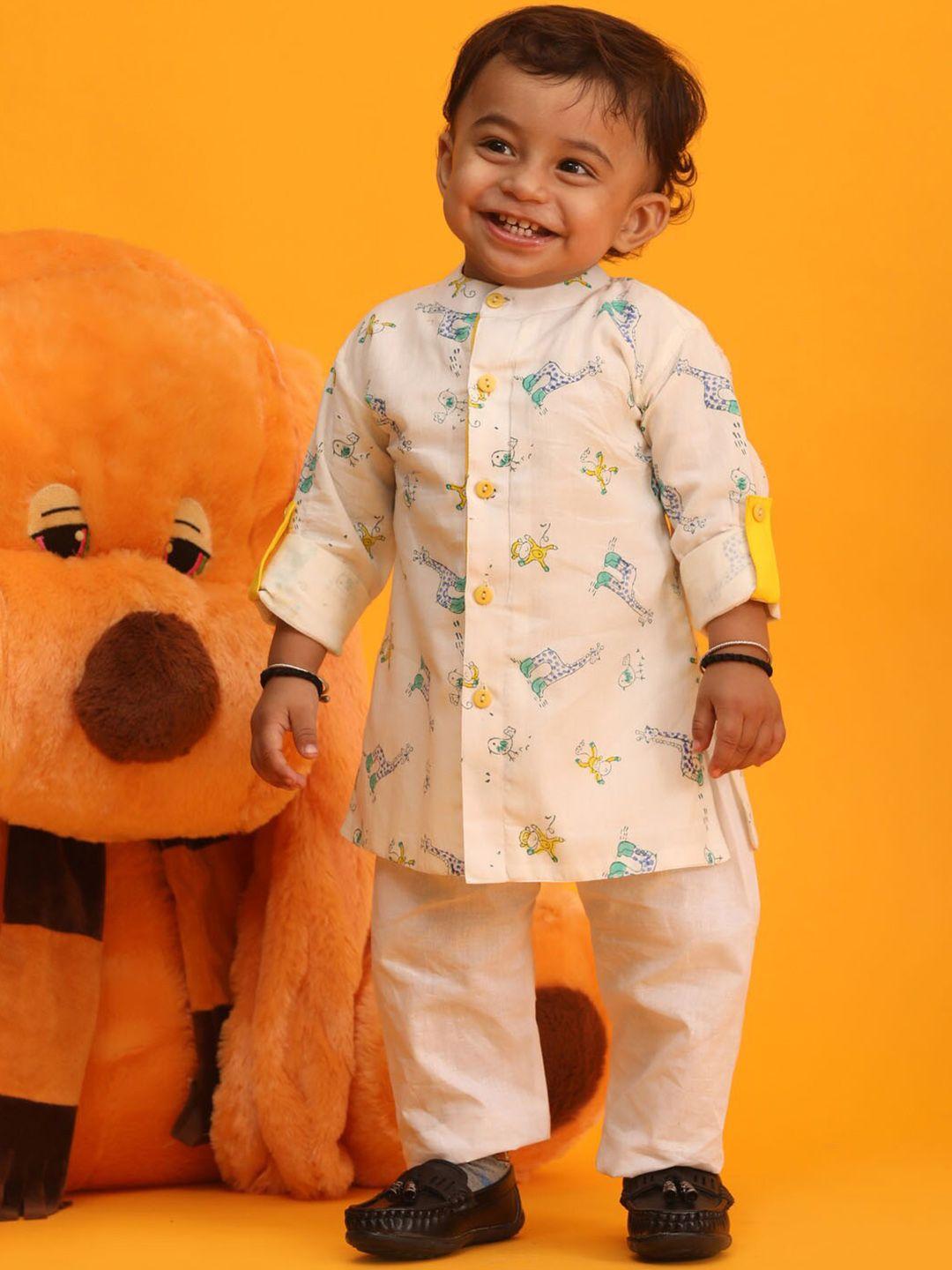 vastramay sishu boys quirky printed kurta with pyjamas