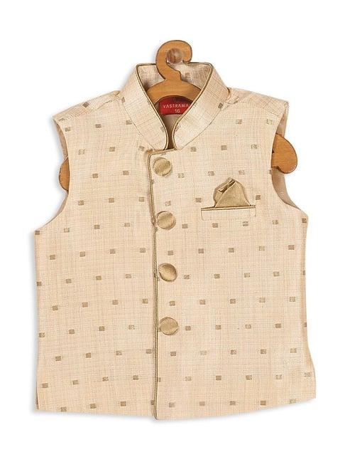 vastramay sishu golden printed nehru jacket