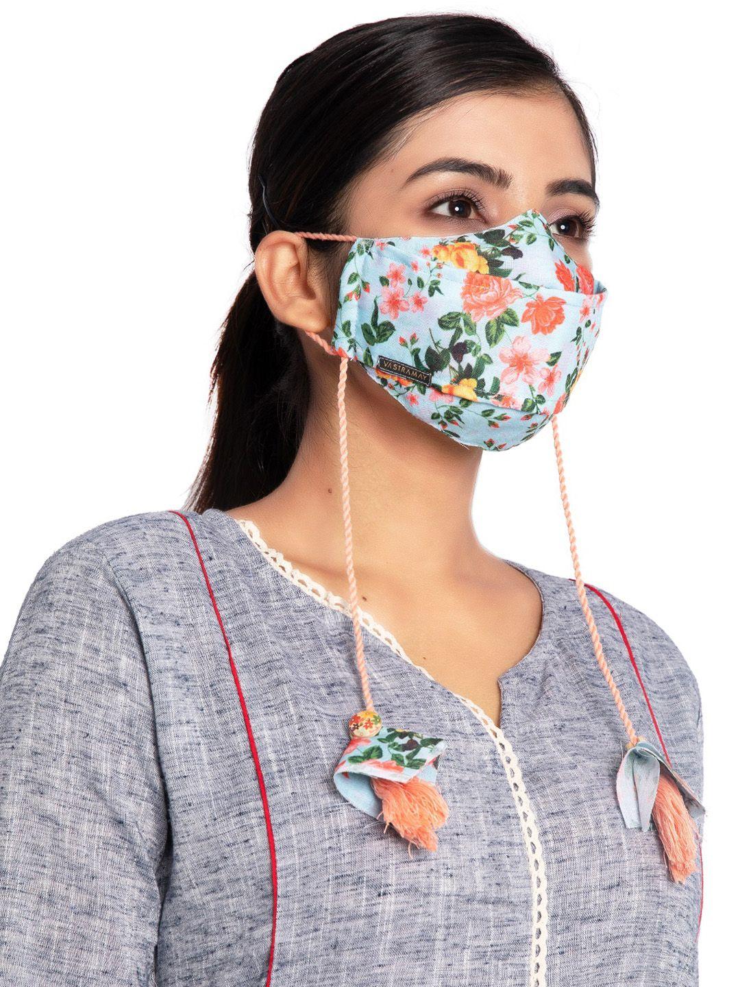 vastramay unisex green printed 3 -ply reusable cloth mask