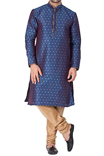 vastramay vm mens silk blend egyptian blue kurta pyjama set - classic ethnic attire for timeless style and cultural celebrations_vasmk023bunprg_46