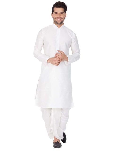 vastramay white regular fit kurta bottom set