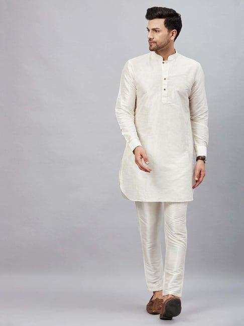 vastramay white regular fit kurta bottom set