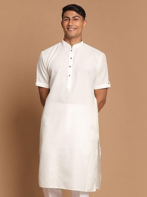 vastramay white regular fit kurta