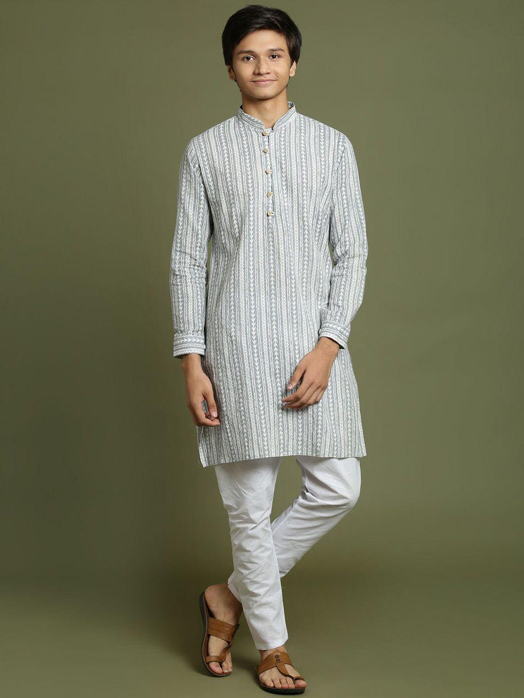 vastramay yuva boys ethnic motifs printed pure cotton kurta with pyjama