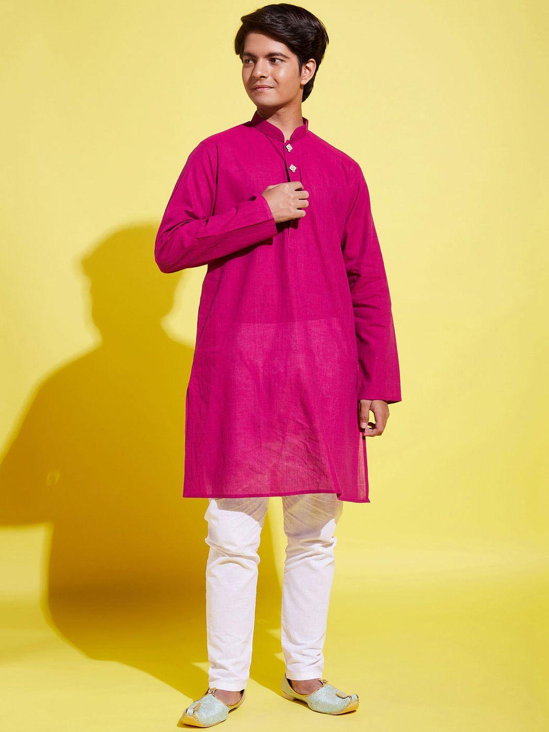vastramay yuva boys purple pure cotton kurta with pyjamas