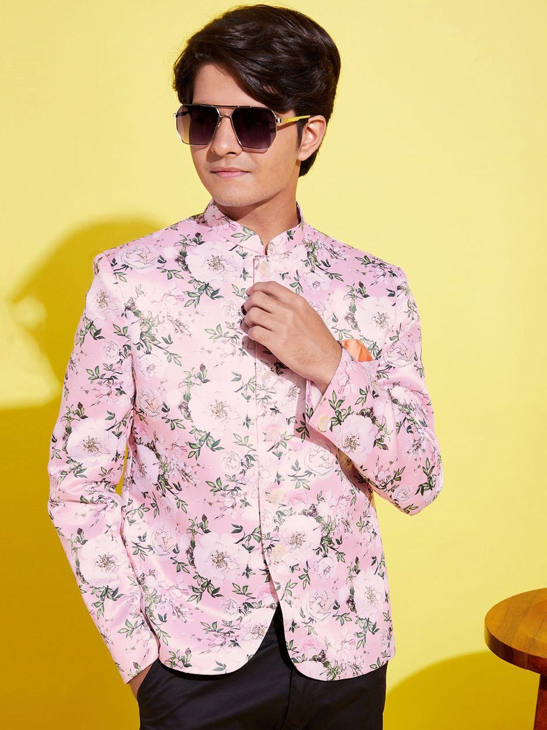 vastramay yuva teen boys pink floral printed jodhpuri blazer