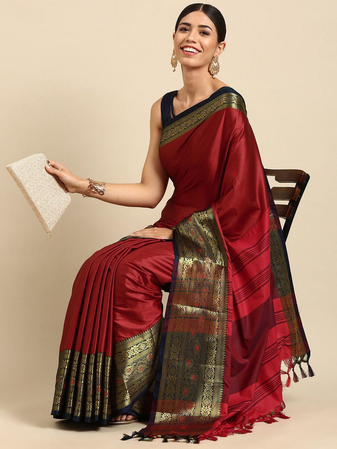 vastrame striped woven design zari kanjeevaram saree