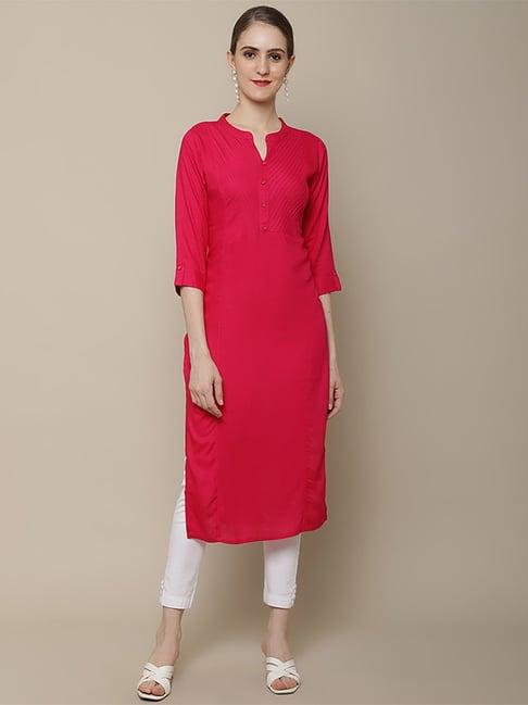 vastramyaa pink embroidered straight kurta