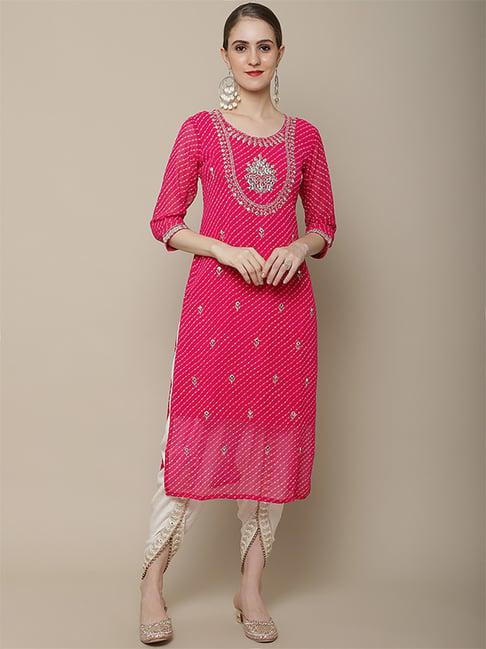 vastramyaa pink embroidered straight kurta