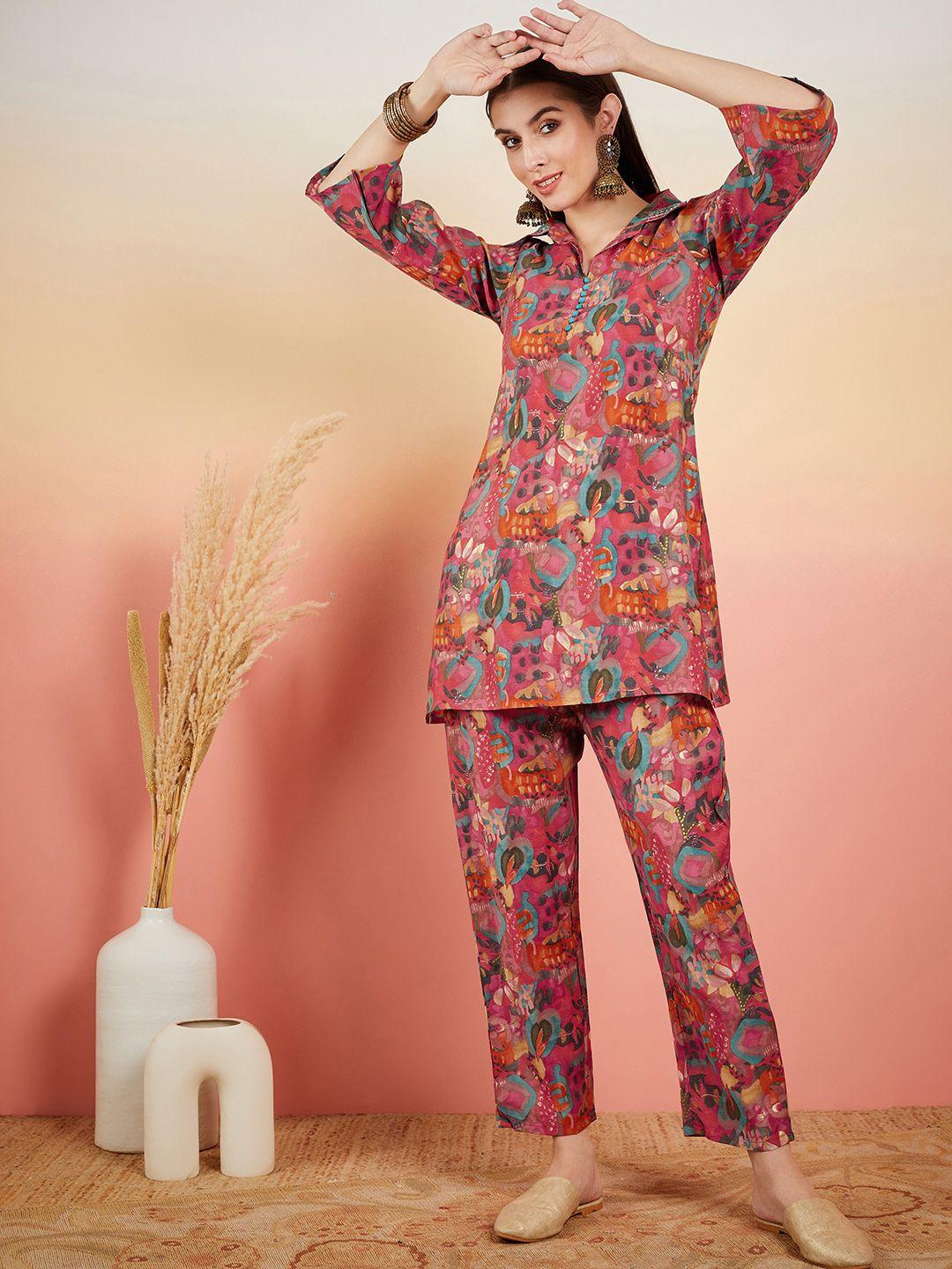 vastramyaa printed tunic & trousers ethnic co-ords