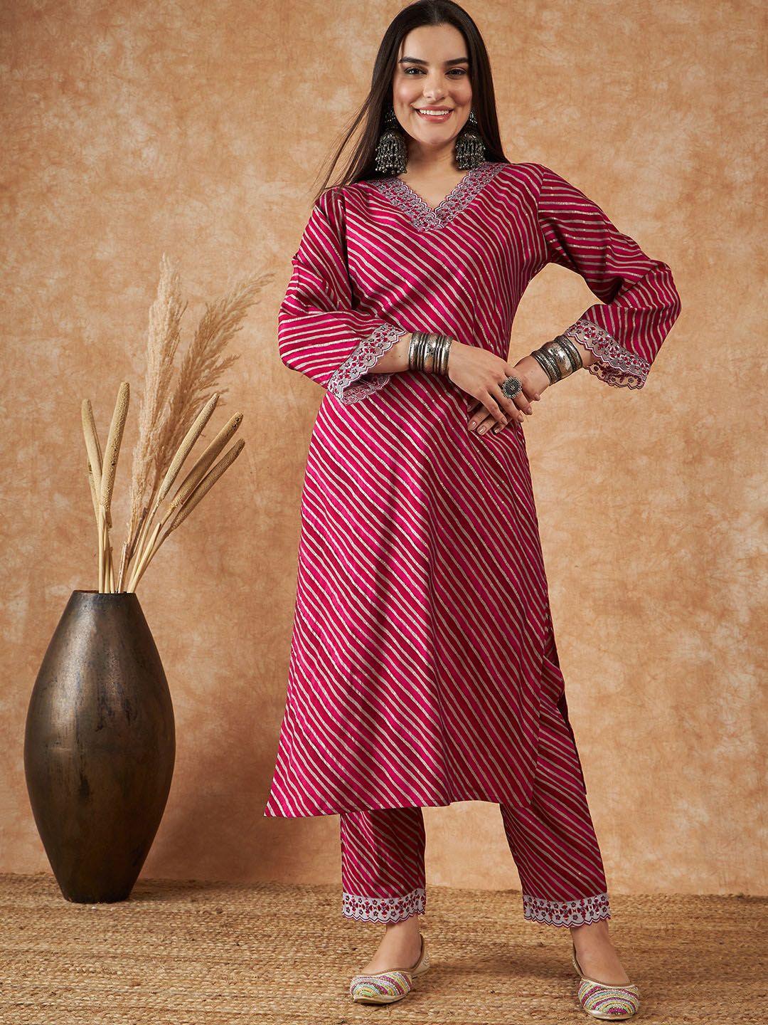 vastramyaa striped pure silk kurta with trousers