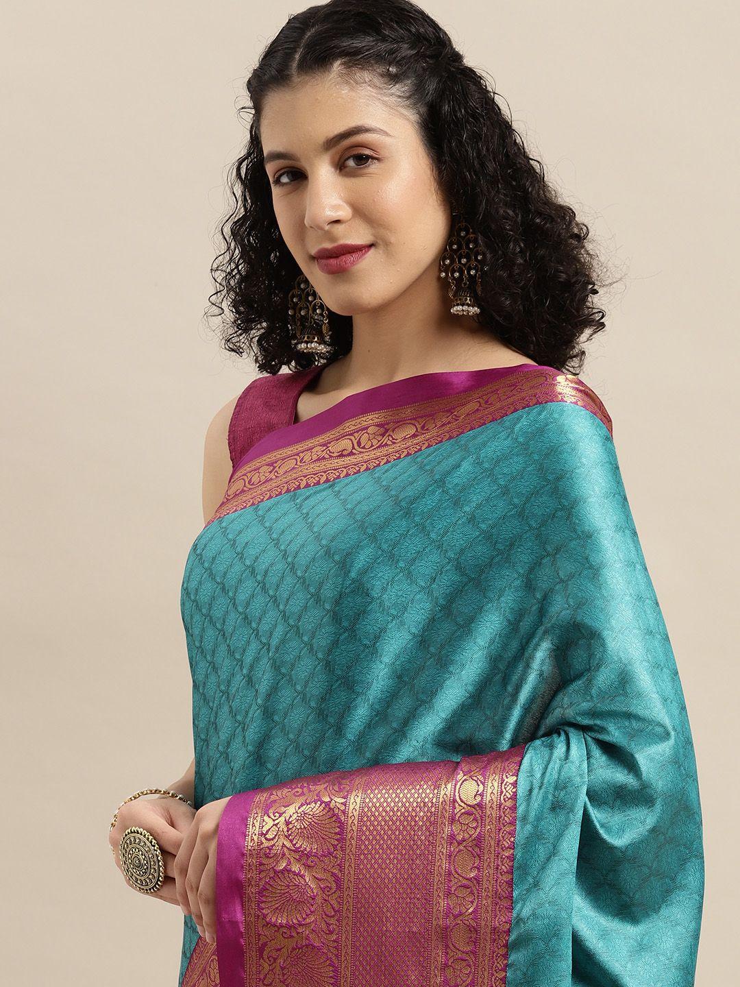 vastranand blue woven design banarasi saree