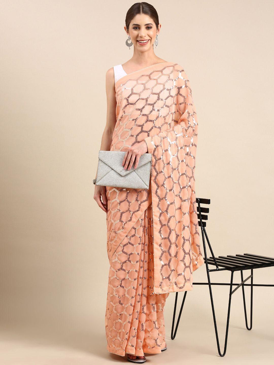 vastranand embellished sequinned saree