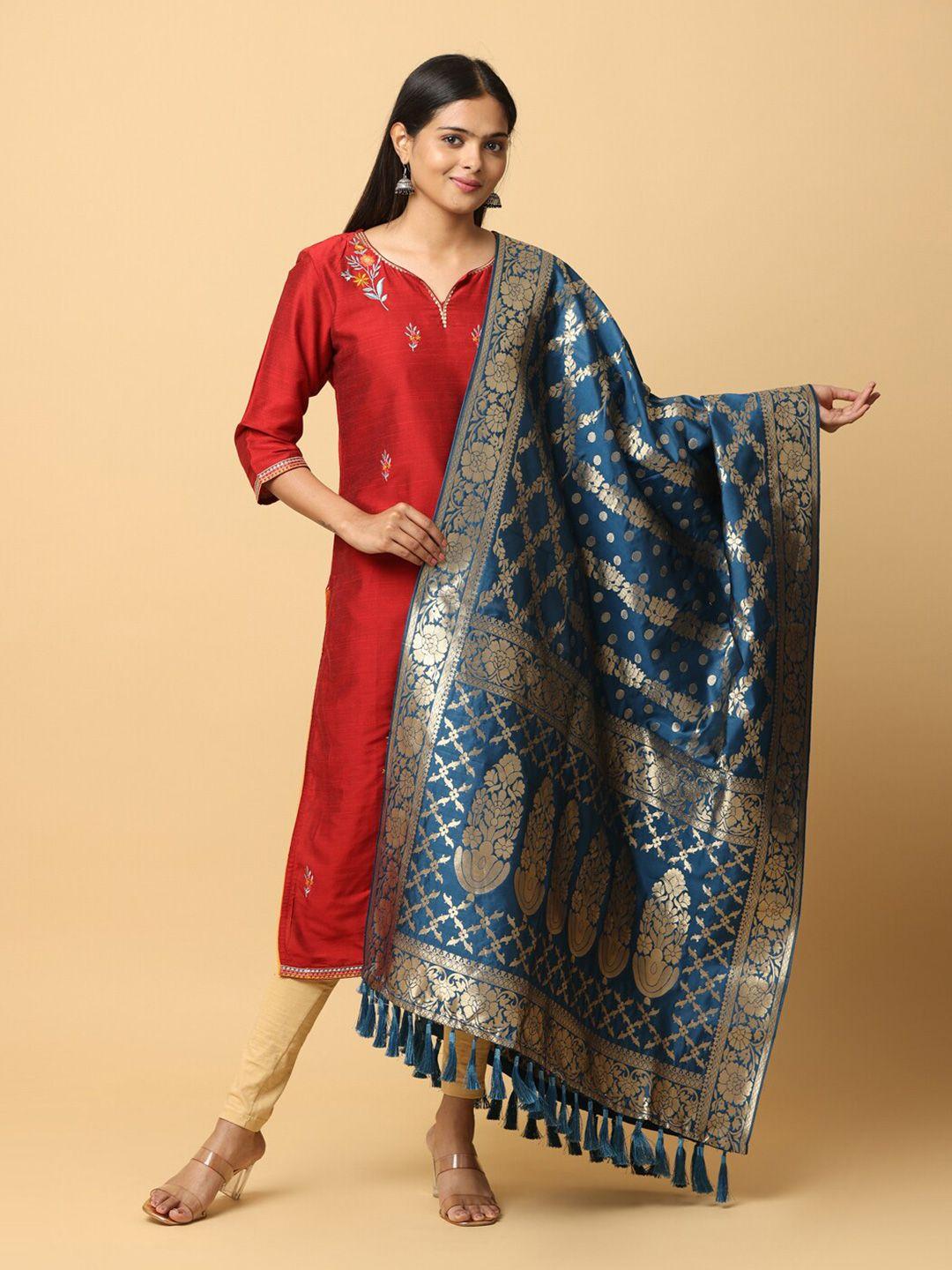 vastranand ethnic motifs woven design dupatta with zari