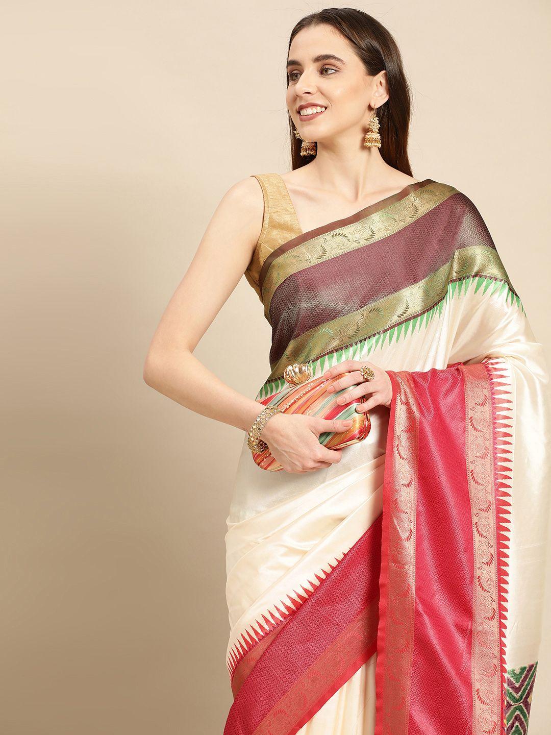 vastranand ethnic motifs zari silk blend ikat saree
