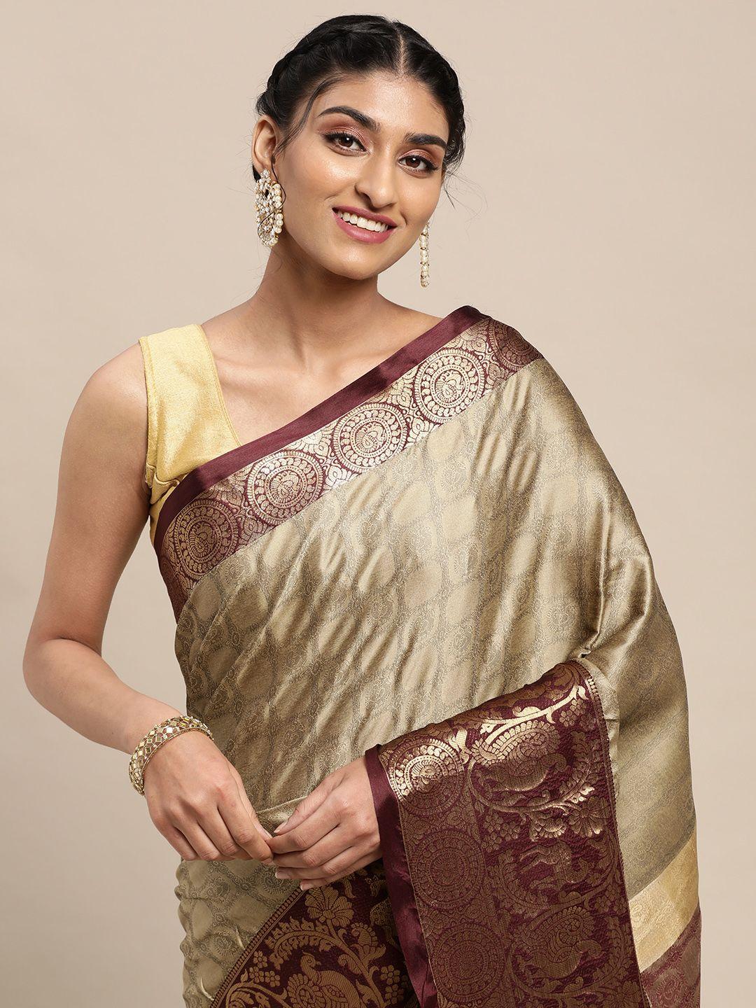 vastranand golden woven design banarasi saree