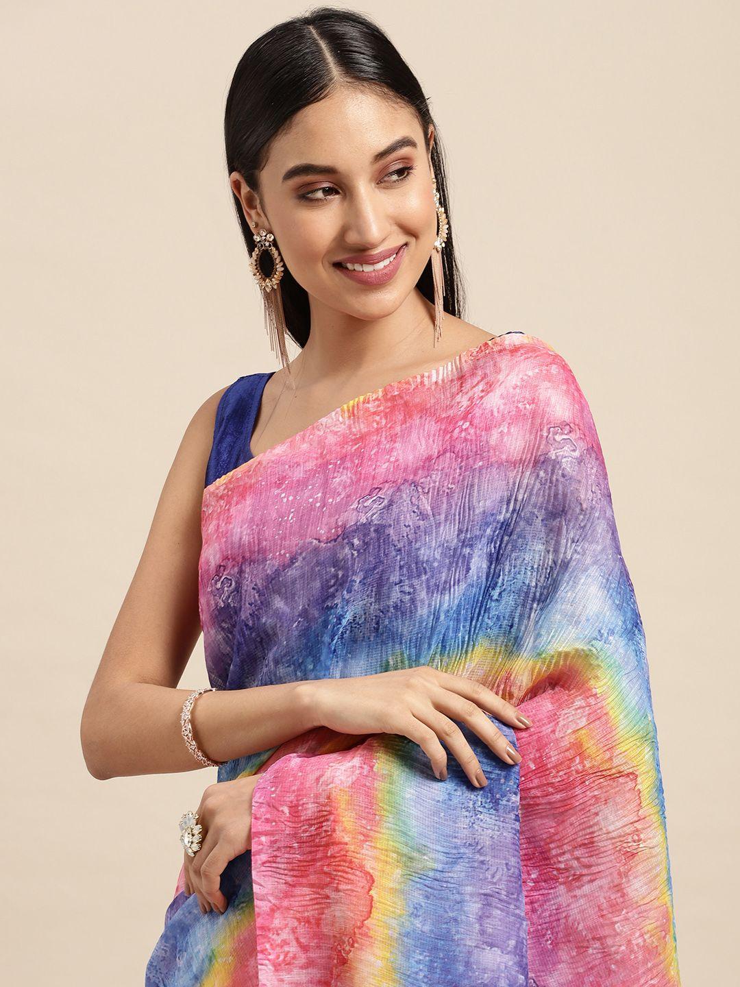 vastranand multicoloured batik linen blend saree