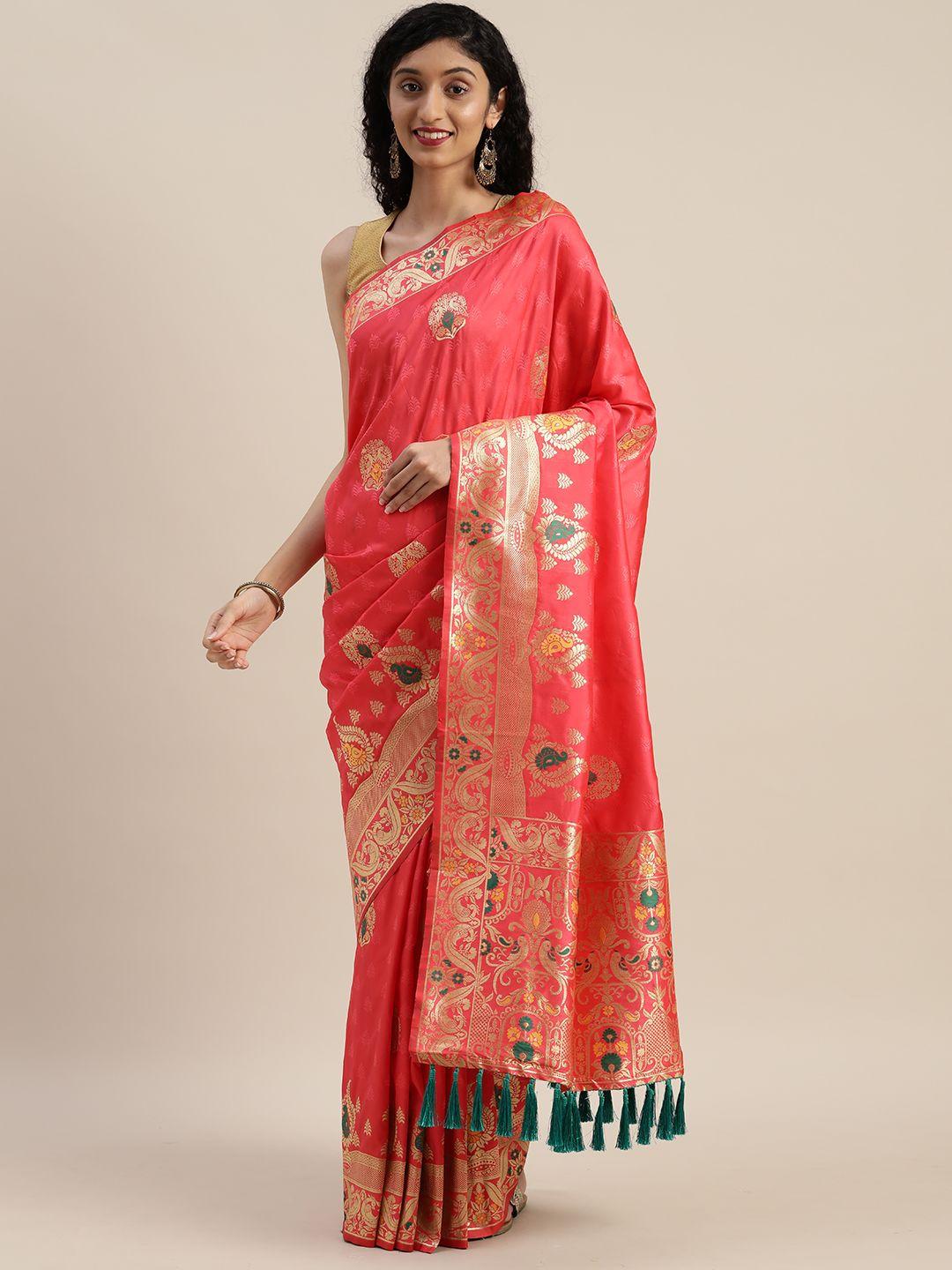 vastranand-pink-&-golden-silk-blend-woven-design-kanjeevaram-saree