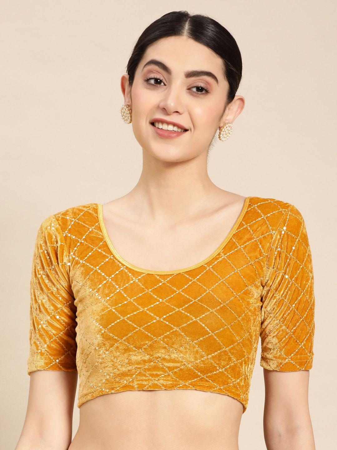 vastranand stretchable sequinned zari saree blouse