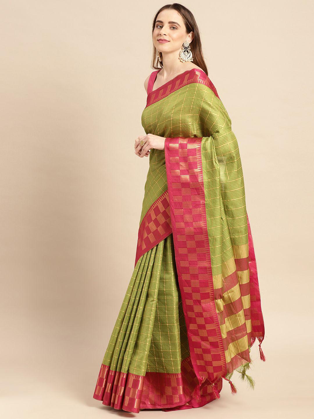 vastranand woven design checked saree