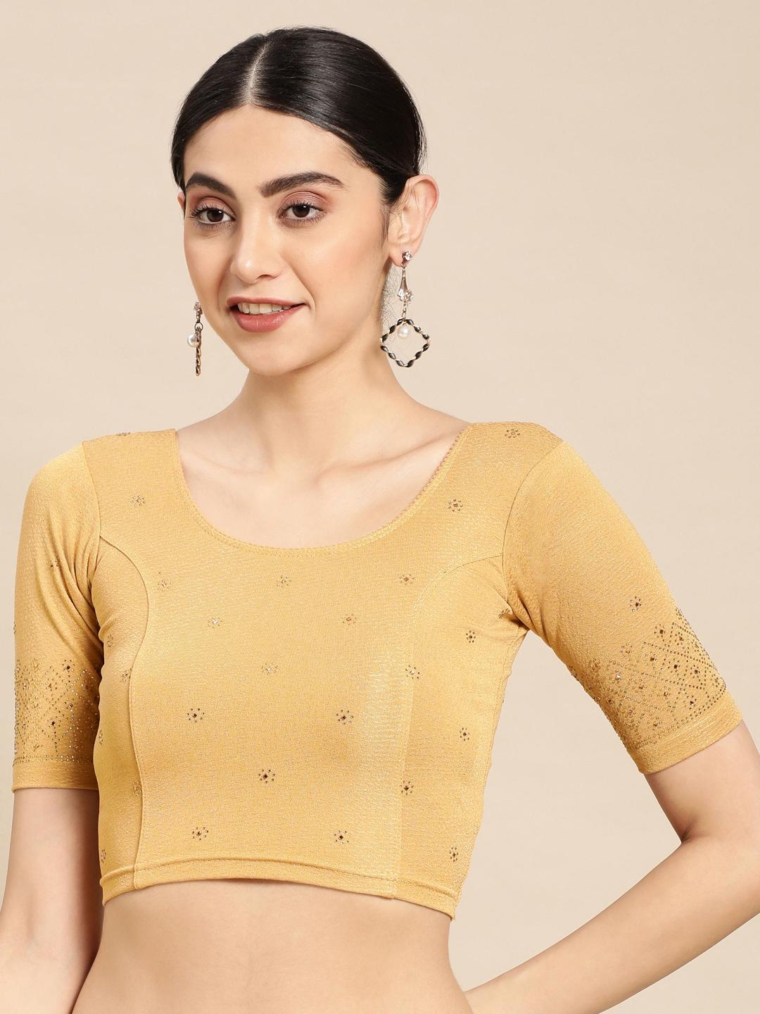 vastranand zari stretchable swaroski work velvet saree blouse