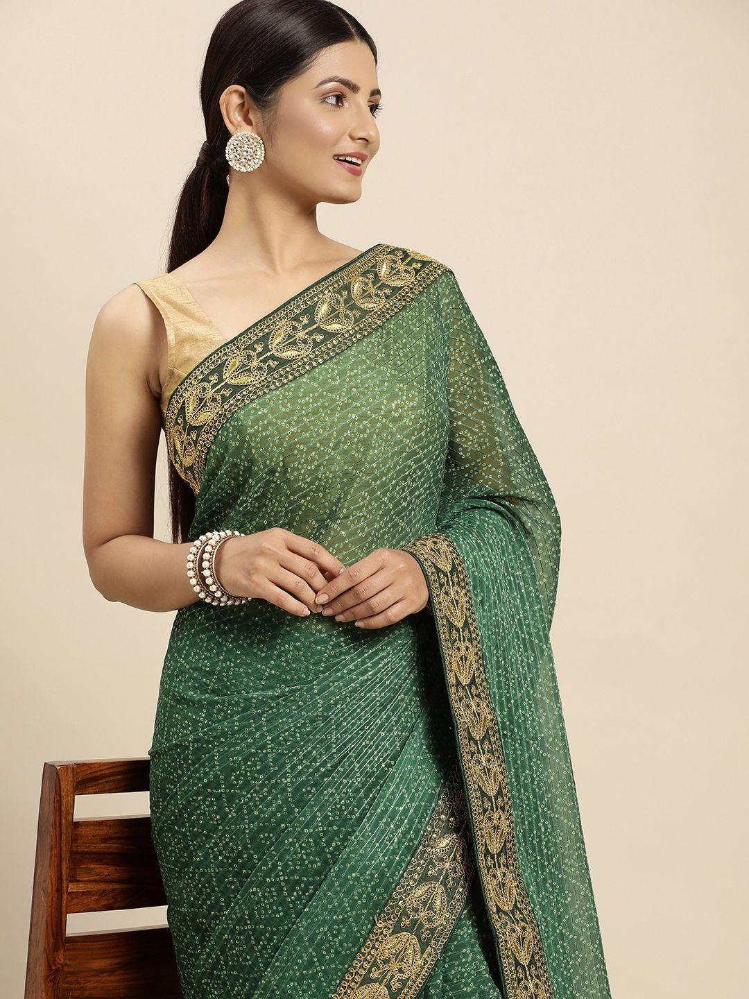 vastranand aari work bandhani saree