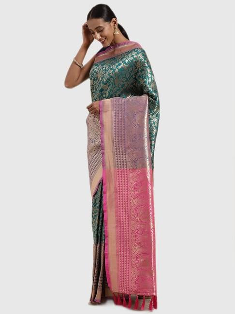 vastranand aqua textured saree with blouse