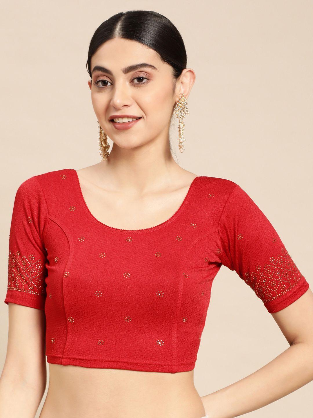 vastranand beads & stones embellished stretchable saree blouse