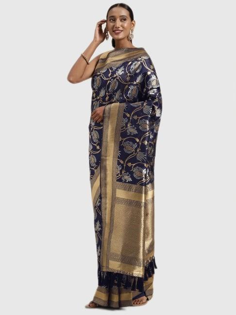 vastranand blue printed saree with blouse