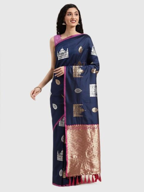 vastranand blue textured saree with blouse