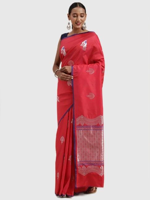 vastranand coral textured saree with blouse