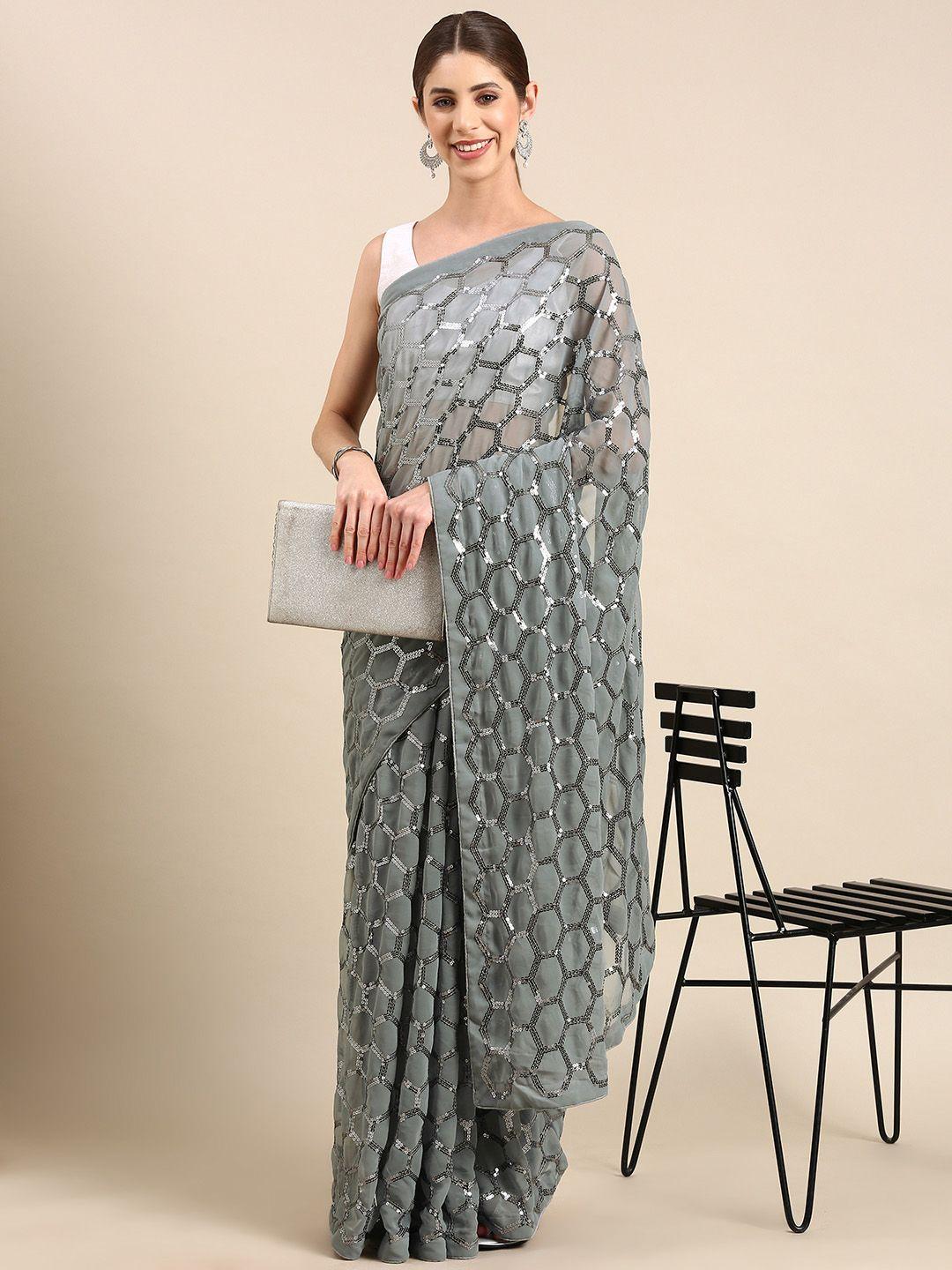 vastranand embellished sequinned saree