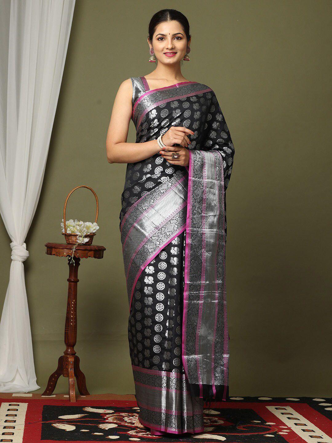 vastranand ethnic motifs woven design zari silk blend banarasi saree