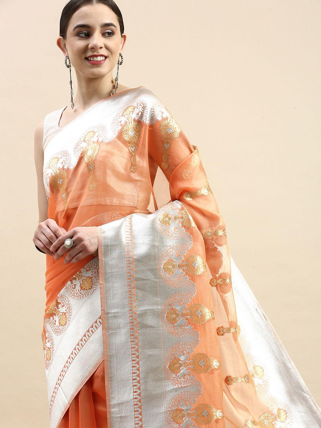 vastranand ethnic motifs zari organza banarasi saree