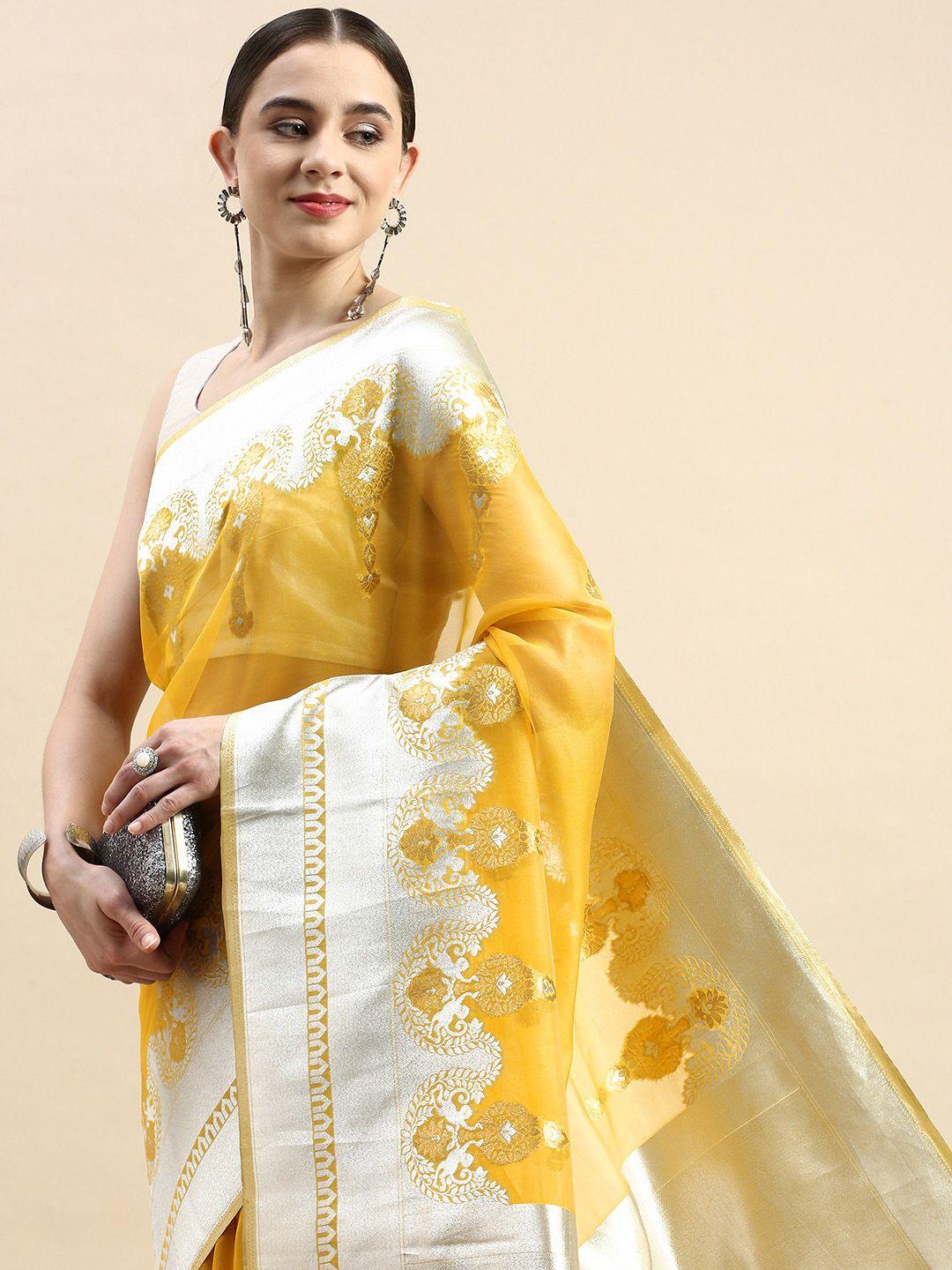 vastranand ethnic motifs zari organza banarasi saree