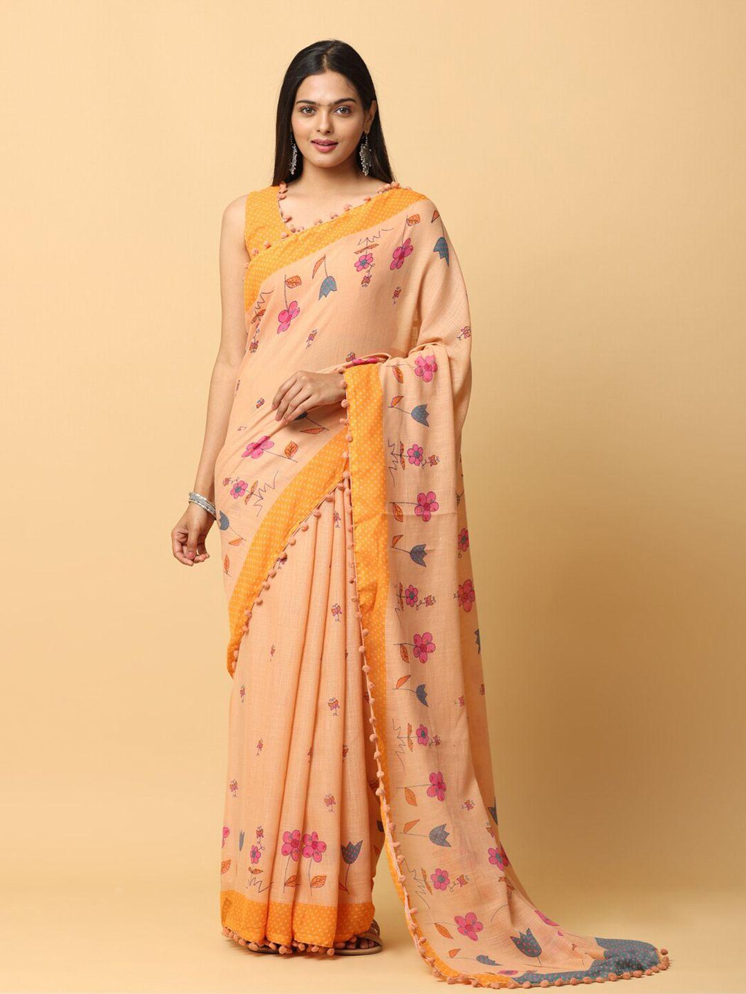 vastranand floral printed zari saree