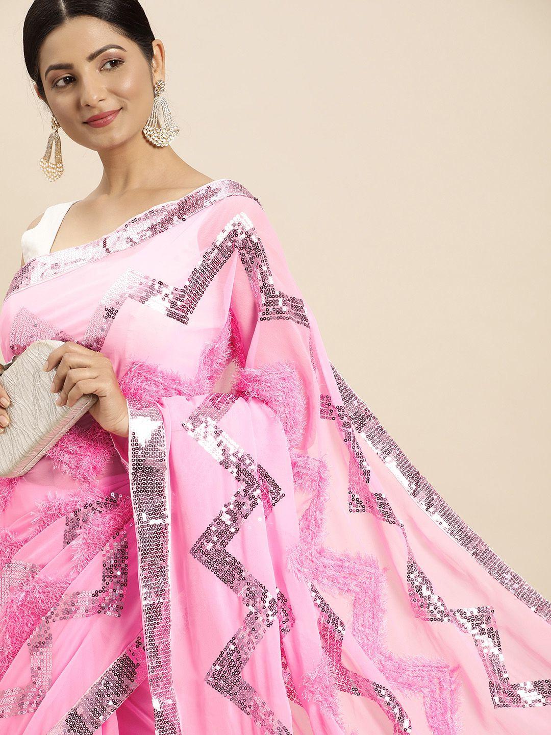 vastranand floral sequinned saree