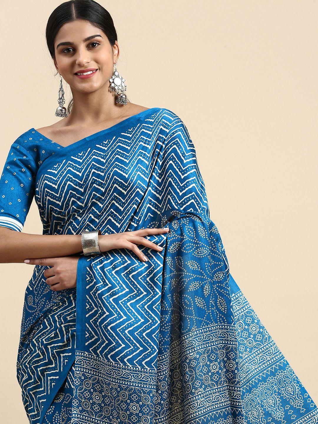 vastranand geometric printed bandhani saree