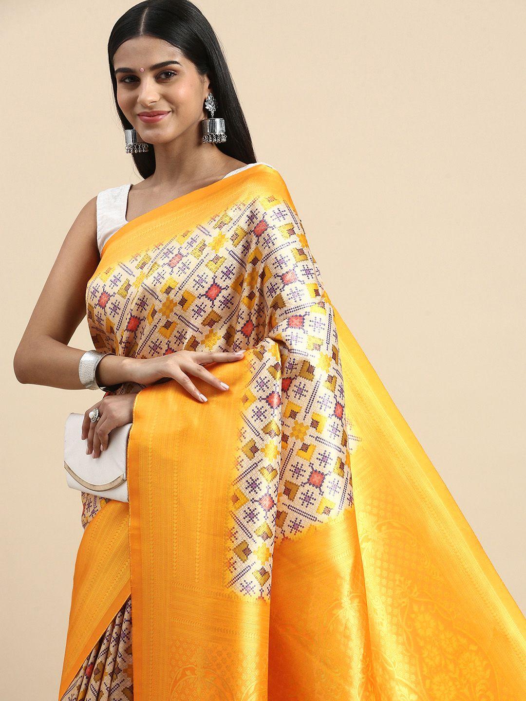 vastranand geometric printed zari patola saree