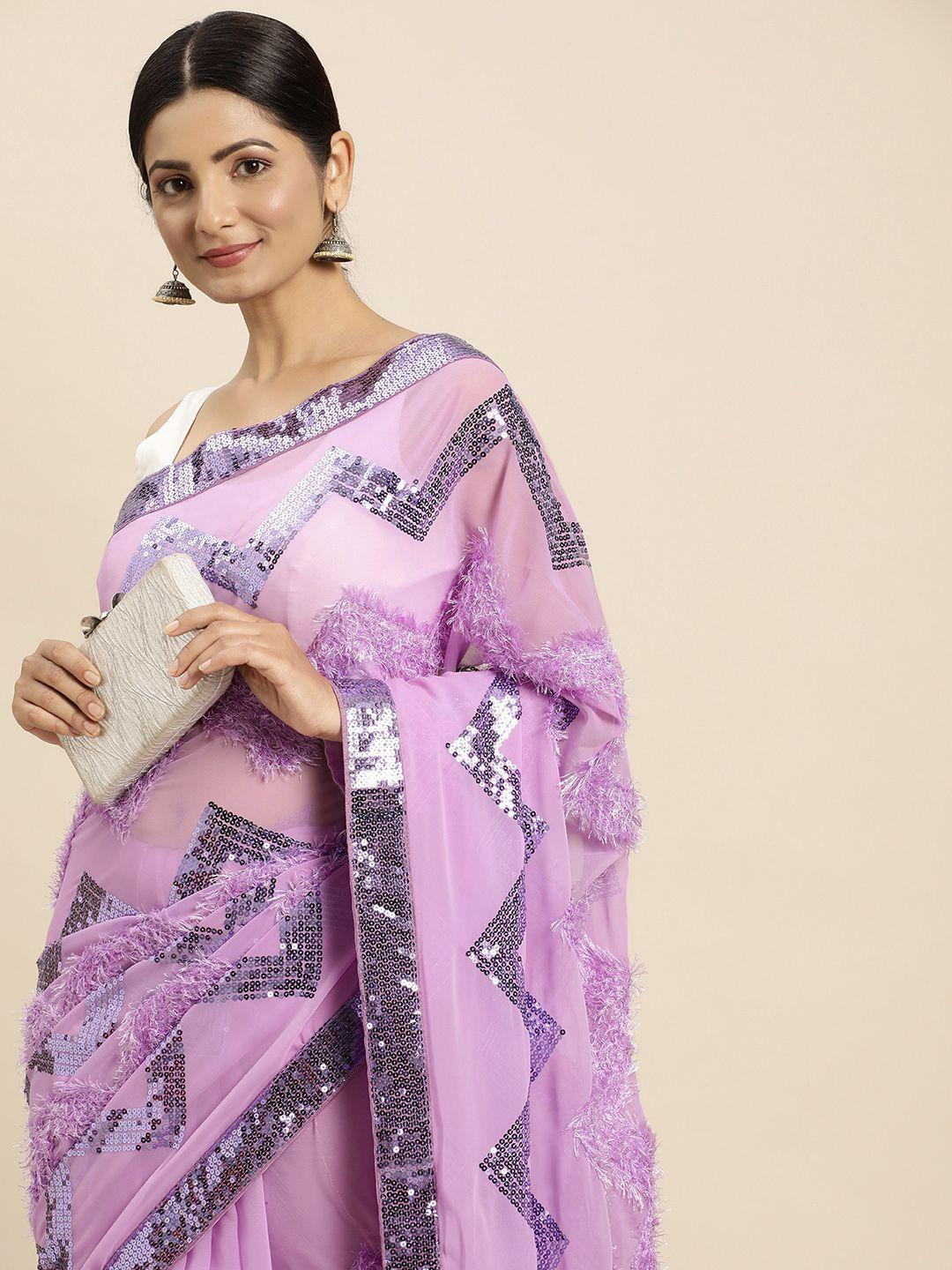 vastranand geometric sequinned saree