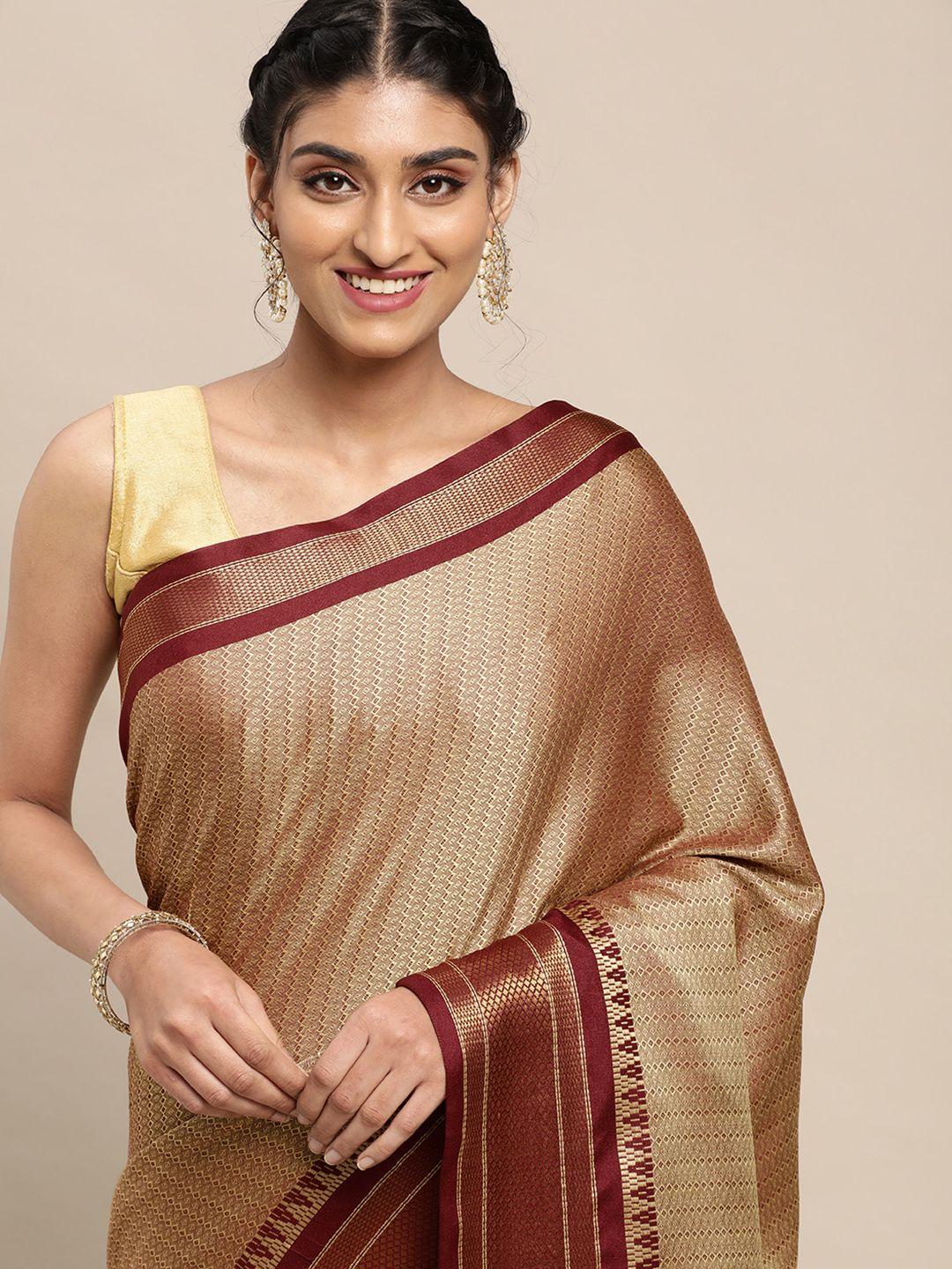 vastranand golden & maroon woven design banarasi saree