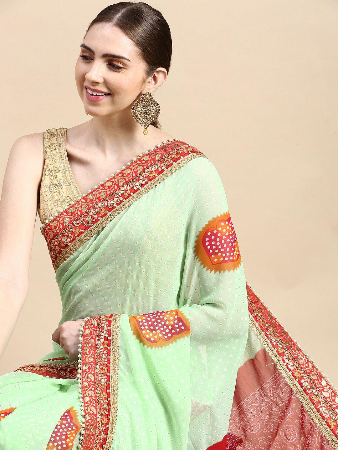 vastranand gotta patti poly georgette bandhani saree