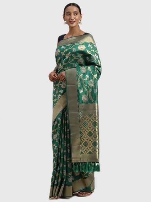 vastranand green printed saree with blouse