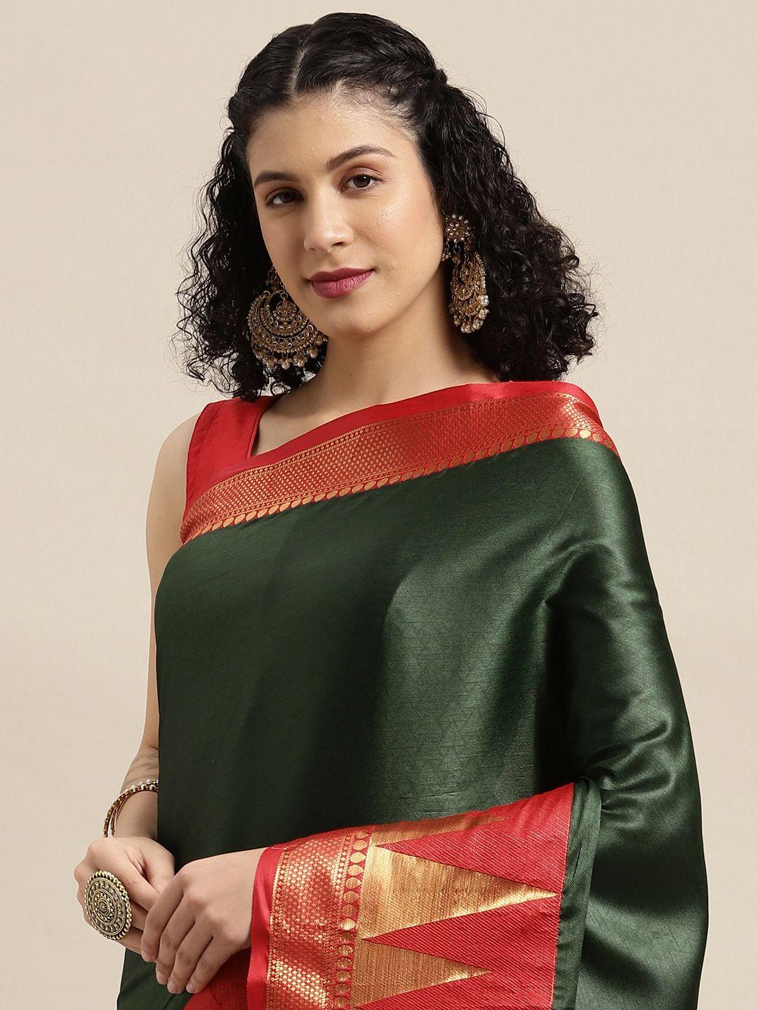 vastranand green woven design banarasi saree