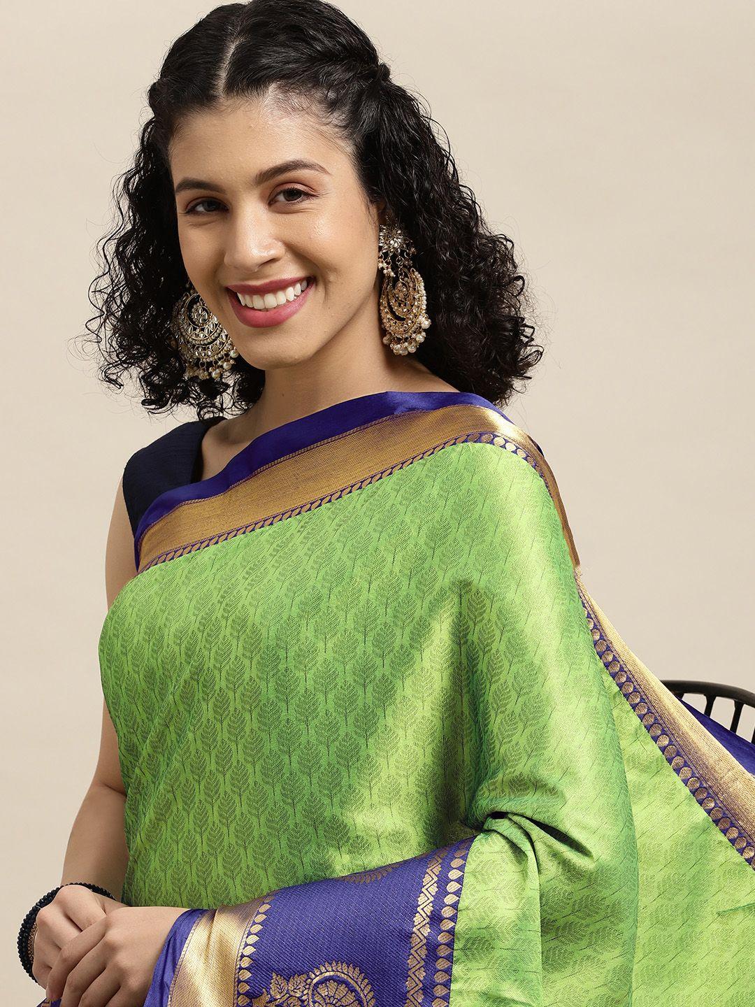 vastranand green woven design banarasi saree