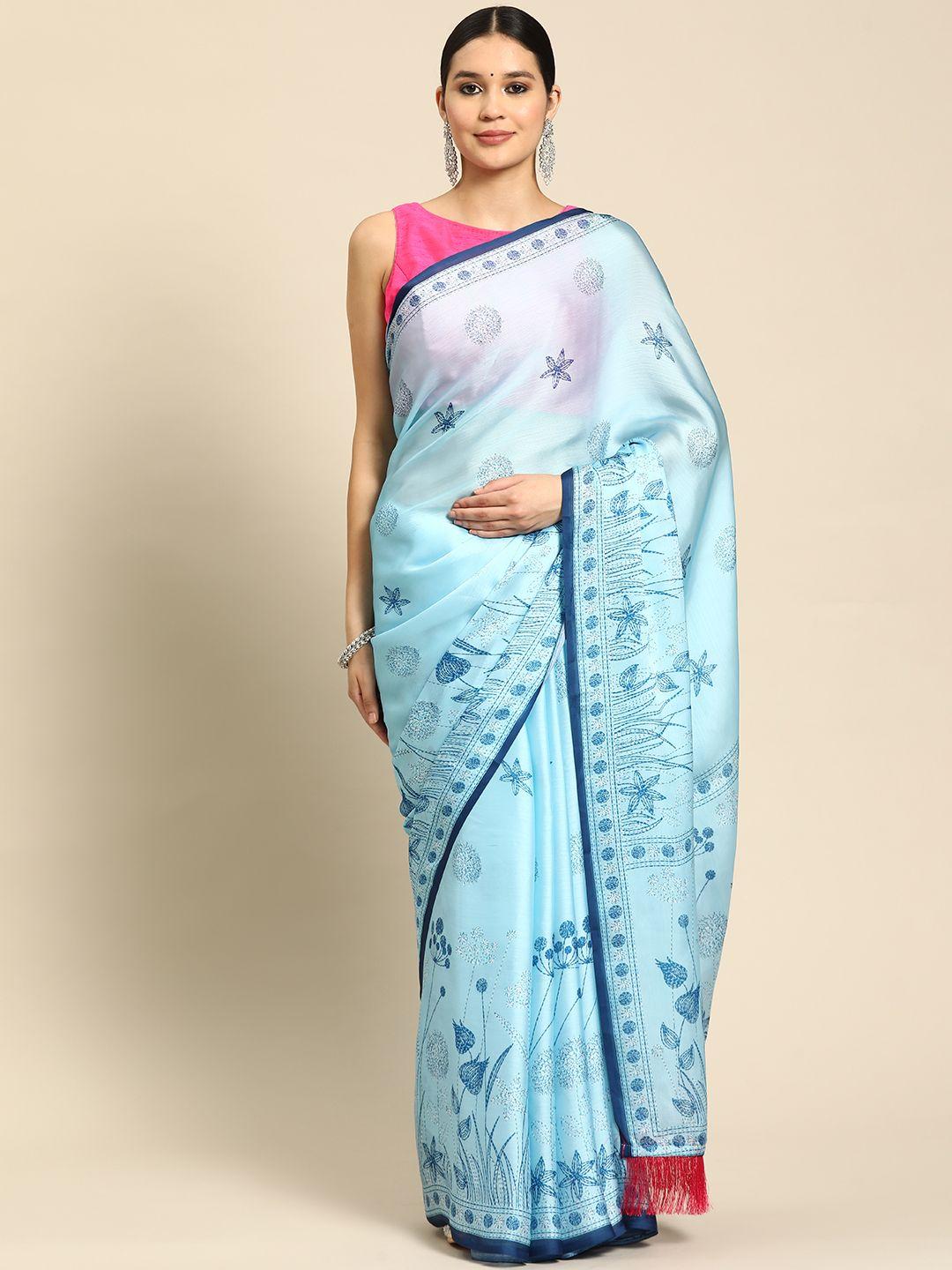 vastranand kalamkari floral printed pure chiffon saree