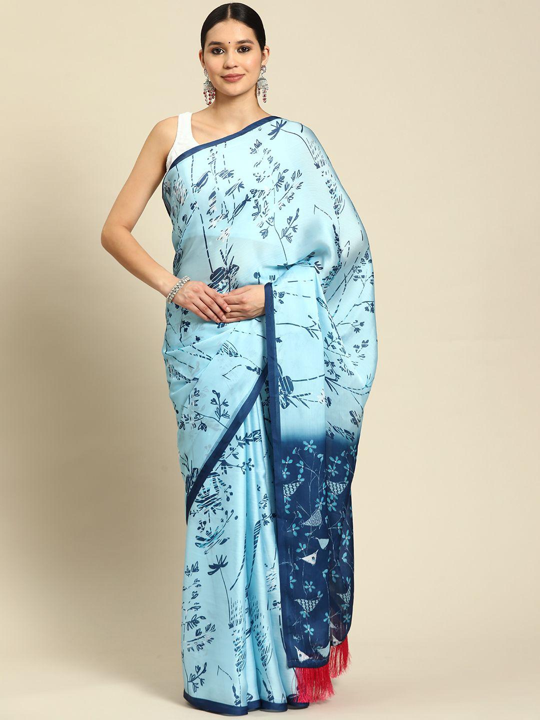 vastranand kalamkari floral printed pure chiffon saree