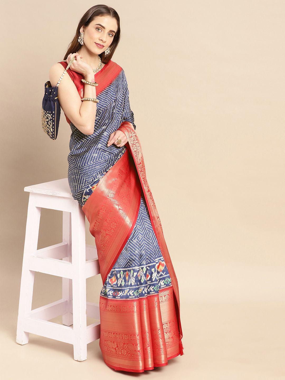 vastranand kalamkari zari silk blend banarasi saree